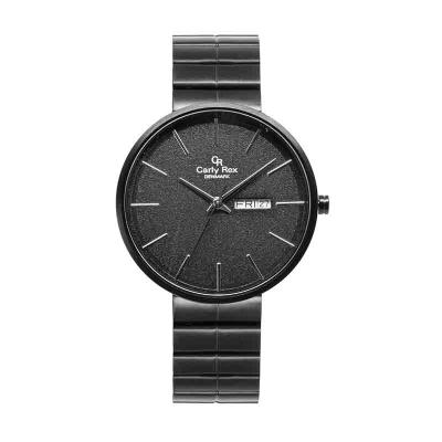 China OEM Day/Date Black Analog Band Alloy Clean Design Folded Slim Gents Watch With Date for sale