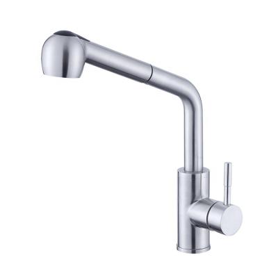 China Modern Current Spray 304 Stainless Steel Pull Out Kitchen Faucet for sale