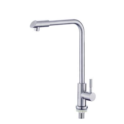 China Modern Brushed Stainless Steel Cold Water Kitchen Faucet for sale