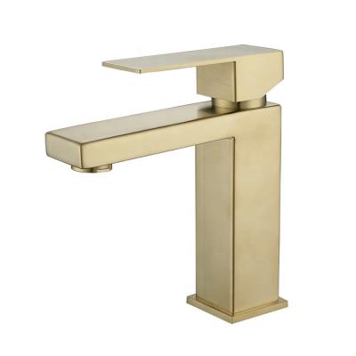 China Hot And Cold Mixer Tap Modern Bathroom Vanity Brushed Gold Basin Faucet Faucet for sale