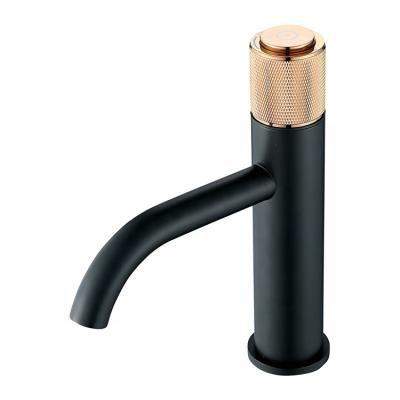 China New Design Metered Faucets Push Button Swivel Adjust Black Wash Basin Mixer for sale