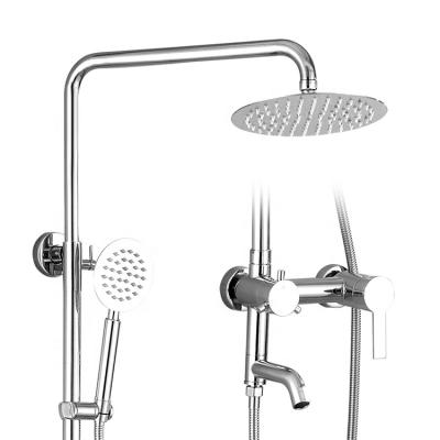 China With sliding bar mirror brushed shower set SUS304 with diverter and hand shower for sale