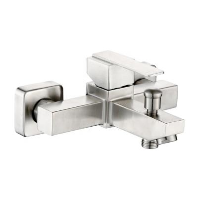 China Without Sliding Bar Hot 304 Cold Water Square Bath Shower Mixer Wall Mounted for sale