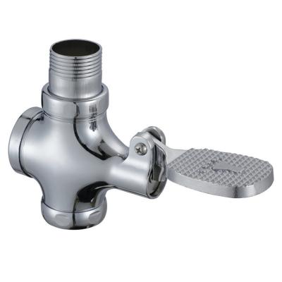 China Zinc Alloy Chromed Traditional Public Toilet Foot Pedal Flush Valve for sale