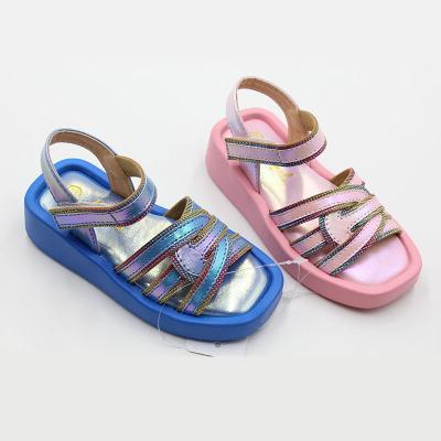 China Other China Custom shoes Wholesale stock cartoon cute Beach Shoes Children Flat Sandals  Sandals For Girls with shimmer fabric buckle for sale