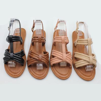 China Fashion Trend Popular African styles Wholesale Summer Solid Color Women's Flat Sandals Manufacturers Flat  low price custom logo slide for sale