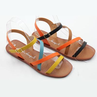 China Fashion Trend New designer 2023 Hot Sale Factory wholesale candy color flat Roman women's sandals Outdoor Fashion girl Non-Slip Plus Size for sale