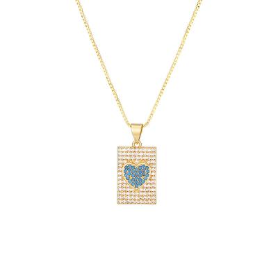 China FASHIONABLE Wholesale Charm Necklace Heart Zircon Square Jewelry Fashion High Quality 18K Gold Plated Necklace Jewelry For Women for sale