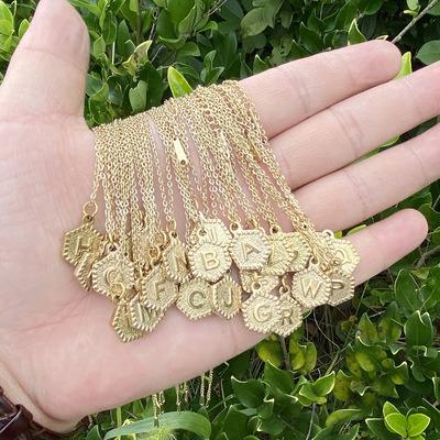 China FASHIONABLE Wholesale Gold Plated Initial Alphabet Letter Pendant Necklace Charm English Letters Stainless Steel Necklace For Women for sale