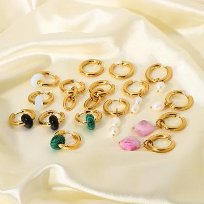 China Fashion Wholesale Fashion Women Jewelry Ins New Element Stone Earrings Stainless Steel 18K Gold Drop Earrings for sale