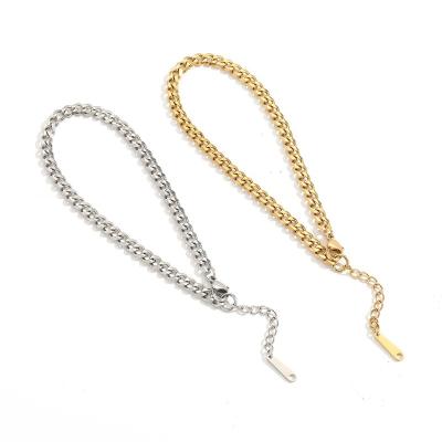 China Wholesale BOHEMIA Women's Jewelry Gold Plated New Summer Fashion Cuban Anklet Stainless Steel Chain Beach Jewelry Foot Decoration for sale