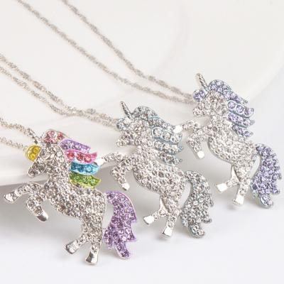 China Other Retro Hip Hop Fashion Personality Simplicity Full Unicorn Pendant Necklace Female For Girls for sale