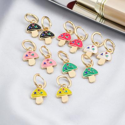 China Fashion Women Jewelry Wholesale Punk Oil Drip Mushroom Earrings Personalized Buckle Earrings Street Shooting Copper Trinkets for sale