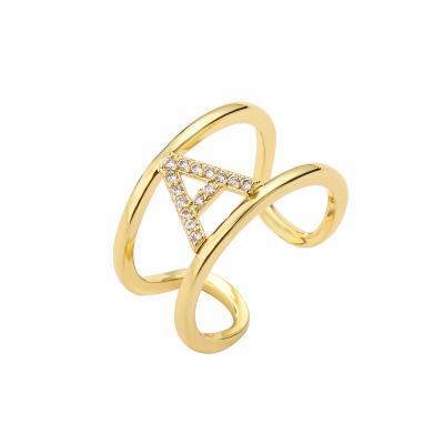 China TRENDY Fashion 18K Real Gold Plated Adjustable Rings Jewelry Women Rings 2023 Delicacy 26 Letters Rings For Women for sale