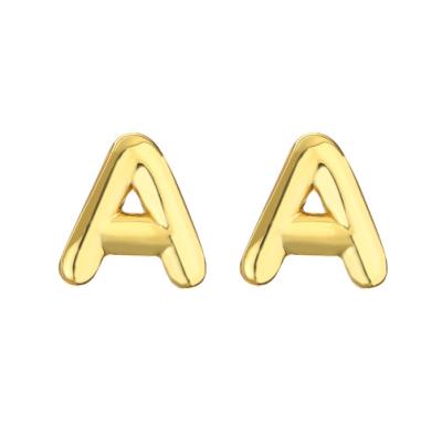 China TRENDY Personalized Charm Jewelry Fashion Style Silver Gold Plated 26 Letters A-Z Stud Earrings Women's 26 Letter Studs for sale