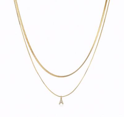 China Classic/Trendy Jewelry Personalized Necklace Snake Chain Layer Choker Necklace Letter Layered Necklace for sale