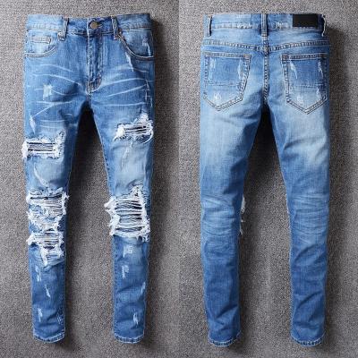 China Color Fade Proof Fashion Jeans Mens Stock High Quality Dropshipping Mens Biker Jeans Ripped for sale