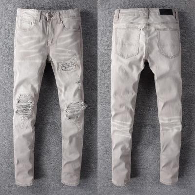 China Color Fade Proof Oem Fashionable Men's Skinny Jeans Ripped Stock Dropshipping Popular Jeans Pants Denim for sale