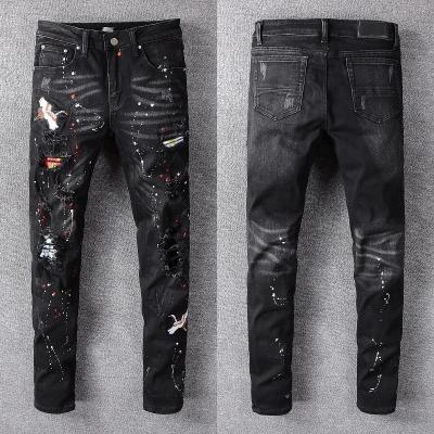 China Wholesale ink splatter men's high street jeans color Fade Proof Fast men's running jeans dropshipping for sale