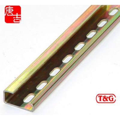 China Guide Rail Electrical Component G Section Perforated Rack 35mm Standard Din Rail With Yellow Color for sale