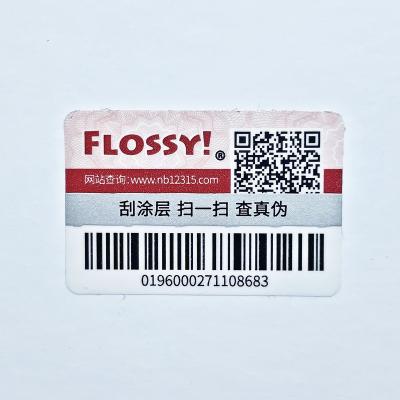 China Custom Waterproof Plastic Sheet QR Code Label Sticker Barcode Security Sticker Anti-Counterfeit Scratch Sticker for sale