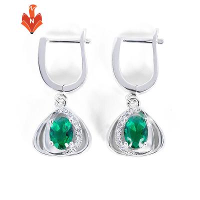 China NH-AJ016A-ER New Gem CLASSIC Fashionable Crystal Jewelry Drop Shape Green Gold Plated Earrings For Women for sale