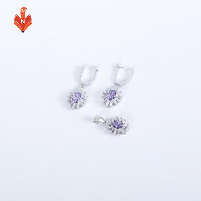 China NH-AJ003A-SET CLASSIC Hot Sale 925 Sterling Silver Purple Crystal Dubai Jewelry Sets In Gift Box for sale