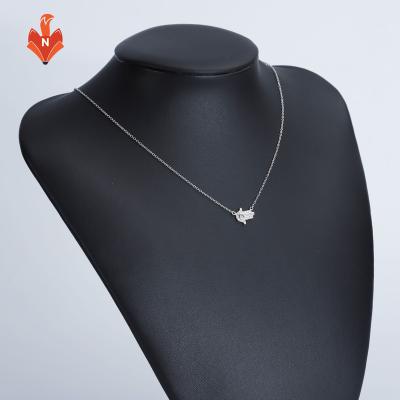 China NH-AJ017A-NE Middle East Environmental Friendly Hot Selling Crystal Hamsa Hand Shape And Evil Eye Necklace White Gold Color Pendant Necklace For Women for sale