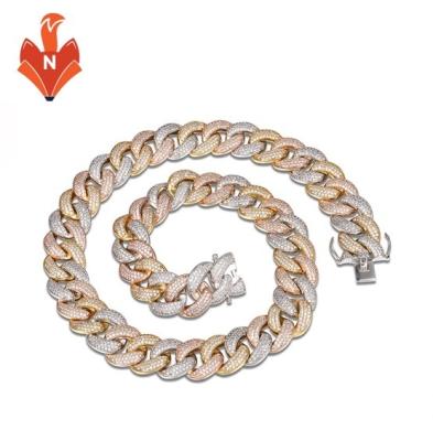 China AJ030-NE Manufacturer Gold Environmental Friendly Hip Hop Jewelry Sets Cuban Chain Necklace Gold Silver Rose Gold Men Jewelry For Seller for sale