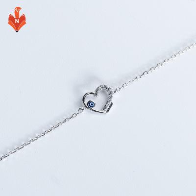 China AJ006-BR Religious Fashion 925 Sterling Silver Bracelet Love Heart Shaped Chain Bracelets Bangles For Women for sale