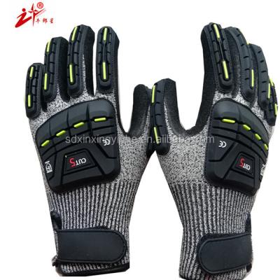 China Heavy Duty Labor 13 G LIAR GLASS Series-Anti-Cut Gloves PK Palm Seam Dipping Latex Frosted Anti - Impact TPR Gloves for sale