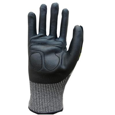 China Oil Proof Touch Screen Nitrile Foam Coated Oilfield Cut Resistant Anti Vibration Shock TPR Gloves High Impact Mechanic Glove for sale