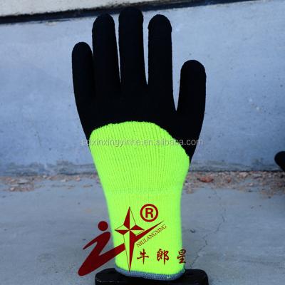 China Seamless Knit Latex Coated Acrylic Terry Gloves Winter Women for sale