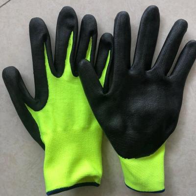 China Knit Wrist Hi-Vis High Quality Black 15G Nitrile Working Gloves for sale