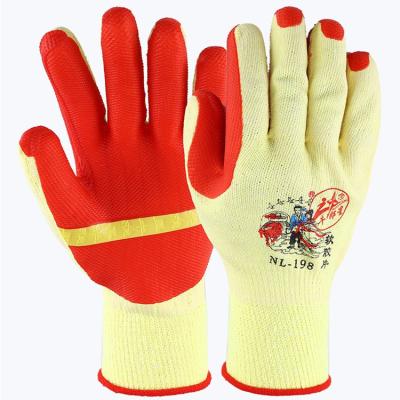 China Palm Latex Laminated Heavy Duty Cotton Labor Anti Cut Rubber Work Gloves for sale