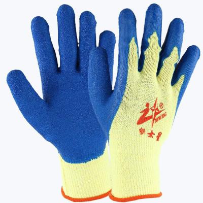 China Poly Construction Building Garden 2 Yarns 10Gauge Cotton Latex Handling Handgloves for sale