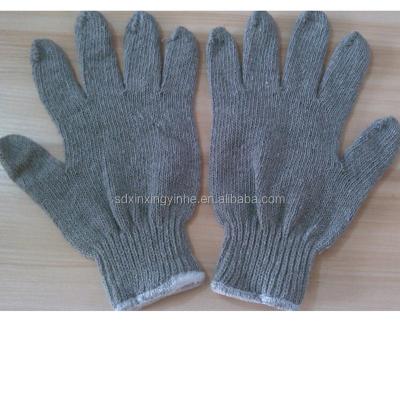 China Seamless knit poly cotton yarn 7gauge gray knitted loose cotton gloves for sale