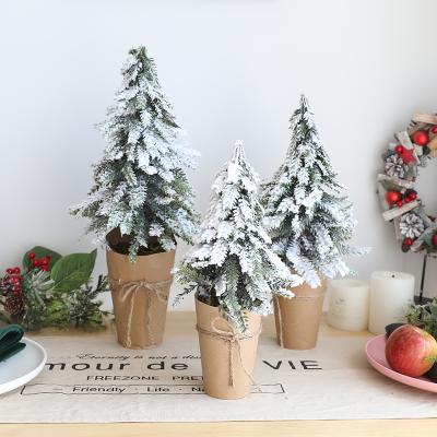 China Different Style PVC Table Top Artificial Christmas Tree And Different Size Wooden Mini Tree Desktop Decoration Wholesale for sale