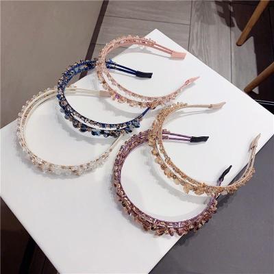 China Hair Clip Fashion Personality Hair Circle Drill Headband Clear Crystal Hair Accessories Double Row Hairpin for sale