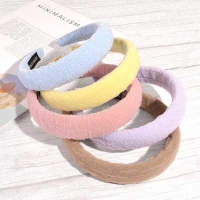 China 2022 hair pressing, factory direct hair accessories candy color headband gauze sponge hair accessories for sale