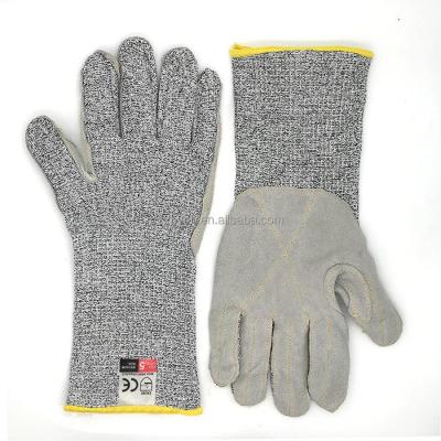 China Cheap Hot Selling HPPE Cut Resistant Cut Resistant Double Layer Cowhide Anti Slip To Protect Hand Gloves for sale