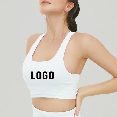 China High Quality Fitness Top Seamless Solid Sling Nylon Gym Women Nylon Breathable Custom Recycled Short Sleeve Bra for sale