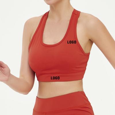 China Solid Color Breathable Custom Made High Quality Recycled Push Up Backless Yoga Sports Bra Crisscross Woman Women High Back Sports Bra for sale