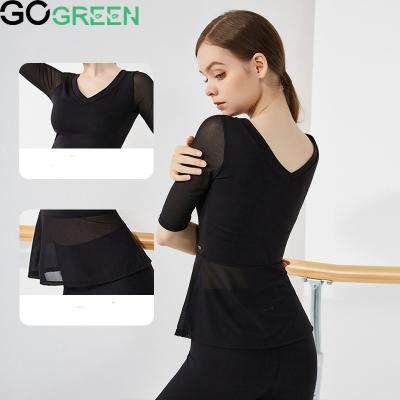 China Breathable In Net Yarn Sweat-Wicking Running Ladies Yoga Sets Long Yoga Suit Active Women's Workout T-Shirt Outdoor Wear Workout for sale