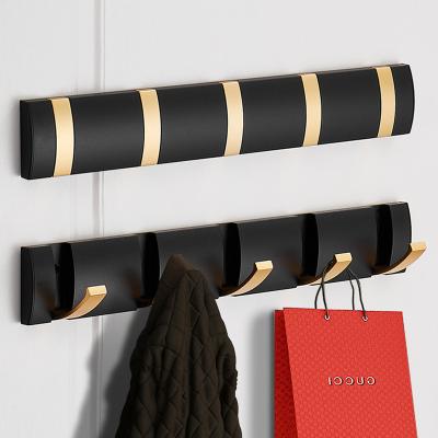 China Sustainable Black Nordic Wall Mount Hook Metal Aluminum Alloy Coat Hook Living Room Folding Clothes Hidden Wall Hook Home Decor for sale