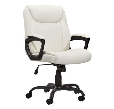 China Armrest Design Padded (Height) Office Chair Soft Boss Pure White Luxury High Quality Adjustable Mid-Back for sale