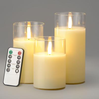 China Flameless Glass Flashing LED Candles With Remote Control for sale