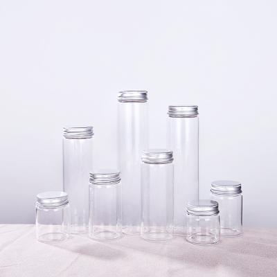 China Gift & DIY craft wholesale 47mm jam honey bottle wishing glass bottle borosilicate glass bottle with aluminum lid for sale