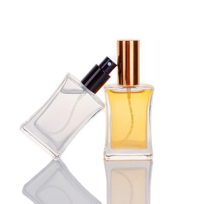 China 2021 50ml Perfume Bottle Cosmetic Transparent Glass Empty Glass Square Perfume Bottle With Spray for sale