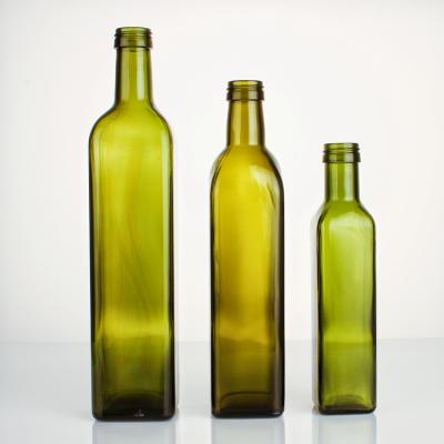 China Food Wholesale 250ml 500ml 750ml Square Olive Oil Bottles Glass Dark Green Bottle for sale